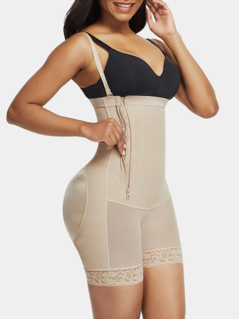 Open Bust Body Shaper With Side Zip